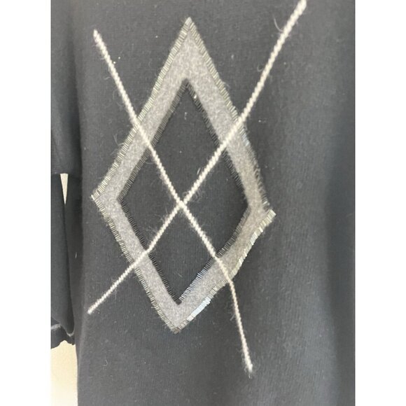 Marisa Christina Crewneck sweater black XL Long Sleeve Lambswool Rabbit Fur Gray - Picture 2 of 5